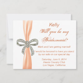 Orange Diamond Bow Wedding Bridesmaid Card Einladung