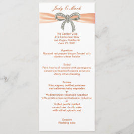Orange Diamond Bow Wedding Menu Card Menükarte