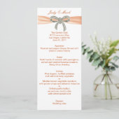 Orange Diamond Bow Wedding Menu Card Menükarte (Stehend Vorderseite)