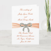 Orange Diamond Bow Wedding Program Card Programm (Vorderseite)