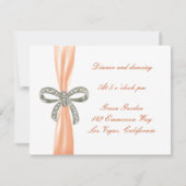 Orange Diamond Bow Wedding Reception Card Einladung (Vorderseite)