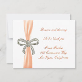 Orange Diamond Bow Wedding Reception Card Einladung