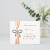 Orange Diamond Bow Wedding Reception Card Einladung (Stehend Vorderseite)