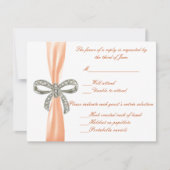 Orange Diamond Bow Wedding Response Card RSVP Karte (Vorderseite)