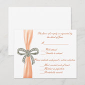 Orange Diamond Bow Wedding Response Card RSVP Karte (Vorne/Hinten)