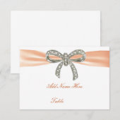 Orange Diamond Bow Wedding Table Platzkarte (Vorne/Hinten)