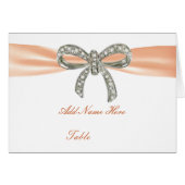 Orange Diamond Bow Wedding Table Platzkarte (Vorderseite (Horizontal))