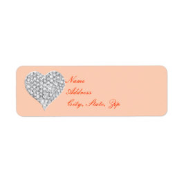 Orange Diamond Heart Address Labels