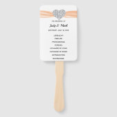 Orange Diamond Heart Wedding Program Fächer (Vorderseite)