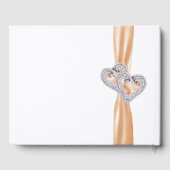 Orange Diamond Hearts Wedding Guestbook Gästebuch (Rückseite)