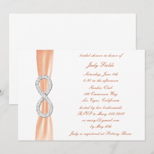 Orange Diamond Infinity Bridal Dusche Einladung (Vorne/Hinten)