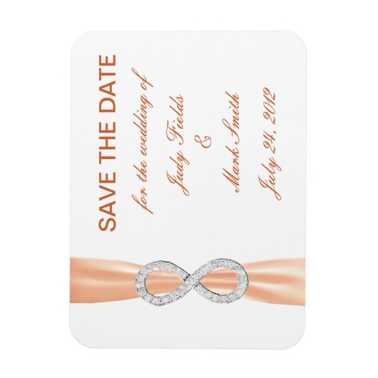 Orange Diamond Infinity speichert das Date Magnet (Vertikal)