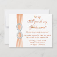 Orange Diamond Infinity Wedding Bridesmaid Card