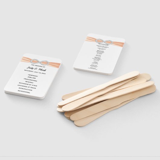 Orange Diamond Infinity Wedding Program Fans Fächer (Non-assembled)