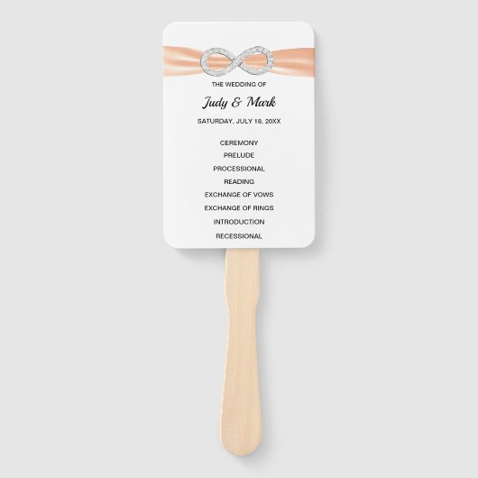Orange Diamond Infinity Wedding Program Fans Fächer (Vorderseite)