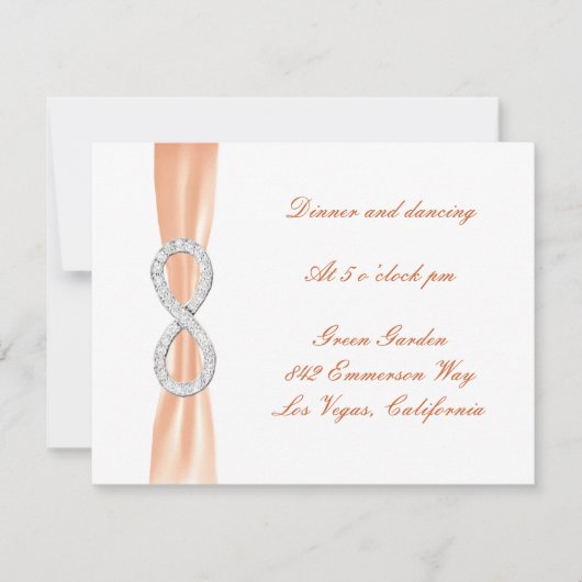 Orange Diamond Infinity Wedding Reception Card Einladung (Vorderseite)