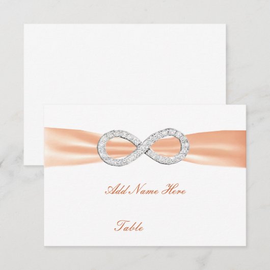 Orange Diamond Infinity Wedding Table Platzkarte (Vorne/Hinten)