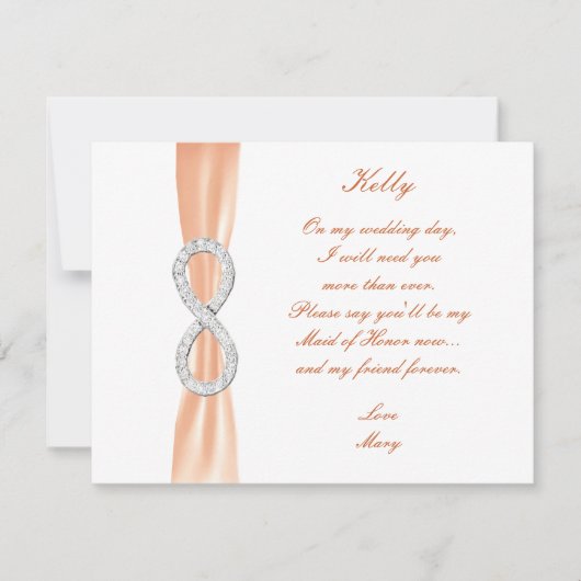 Orange Diamond Infinity Wedding Trauzeugin Card Einladung (Vorderseite)