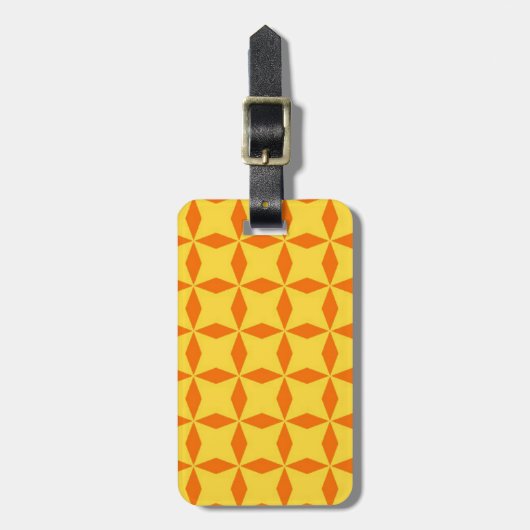Orange Diamond Pattern Gepäckanhänger (Vorderseite vertikal)