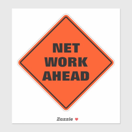 Orange diamond road causign network ahead aufkleber (Blatt)