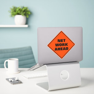 Orange diamond road causign network ahead aufkleber