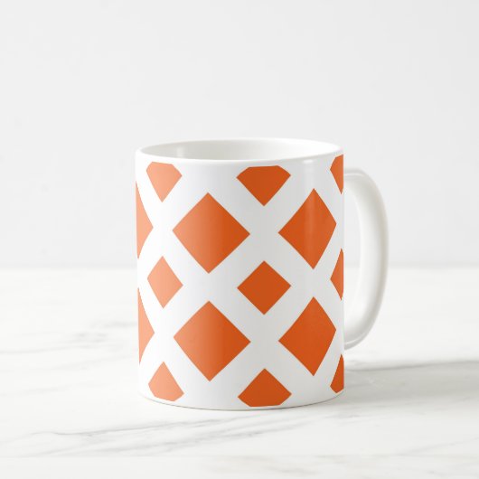 Orange Diamonds on White Kaffeetasse (VorderseiteRechts)