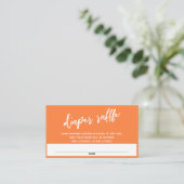 Orange Diaper Raffel Ticket für moderne Handschrif Begleitkarte (Stehend Vorderseite)