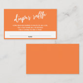 Orange Diaper Raffel Ticket für moderne Handschrif Begleitkarte (Vorne/Hinten)