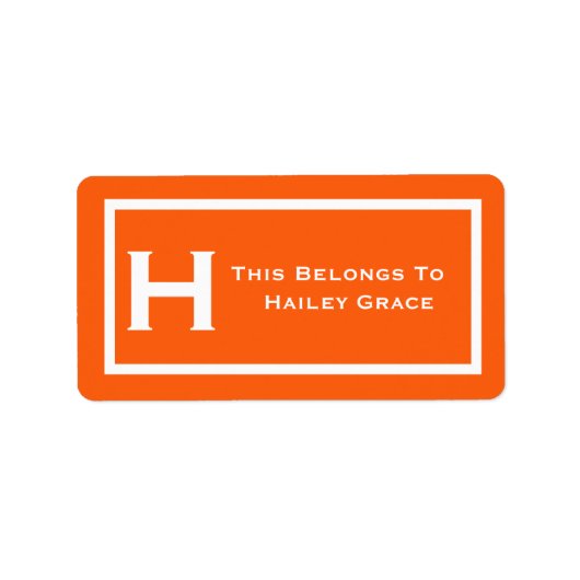 Orange Dies gehört zu Labels Camp School Book Adressaufkleber (Vorne)