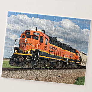 Orange Diesel Lokomotive Motor Eisenbahn Puzzle