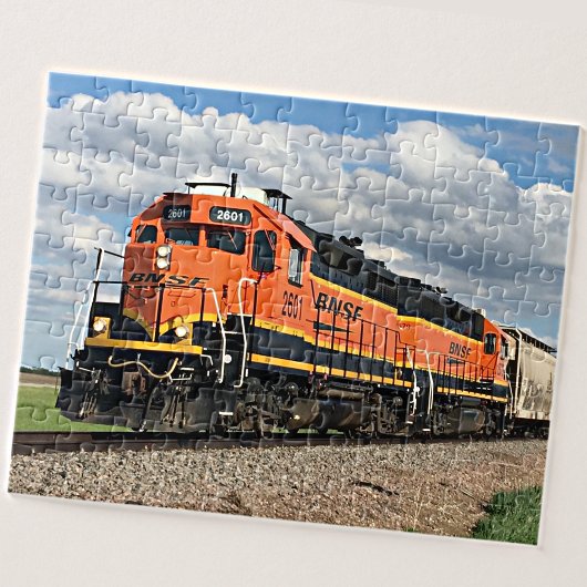 Orange Diesel Lokomotive Motor Eisenbahn Puzzle