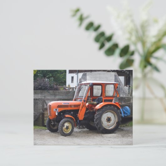 Orange Diesel Tractor Steyr KL II Postkarte (Stehend Vorderseite)