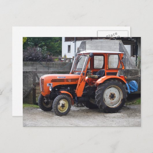 Orange Diesel Tractor Steyr KL II Postkarte (Vorne/Hinten)
