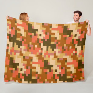 Orange Digital Camouflage Fleece Blanket