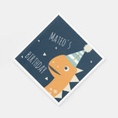 Orange Dinosaur Birthday Danke Party Serviette (Ecke)