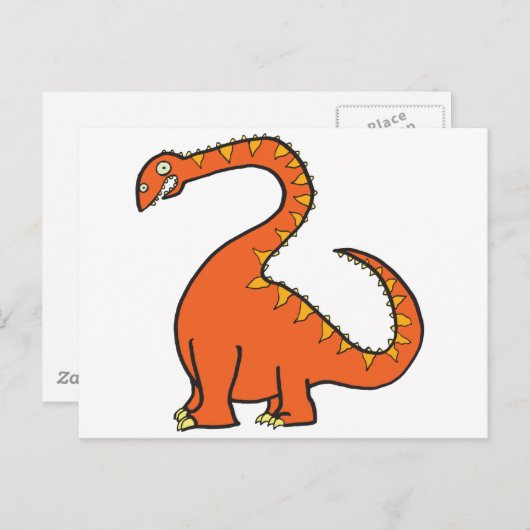 Orange Diplodocus Postkarte (Vorne/Hinten)