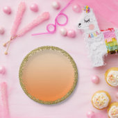 Orange Dipped Gold Glitzer Glam Sparkon Party Pappteller (Party)