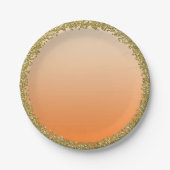 Orange Dipped Gold Glitzer Glam Sparkon Party Pappteller (Vorderseite)