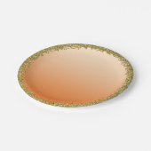 Orange Dipped Gold Glitzer Glam Sparkon Party Pappteller (Schrägansicht)