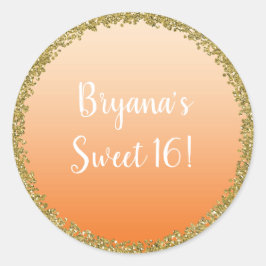 Orange Dipped Gold Glitzer Glam Sparkon Party Runder Aufkleber