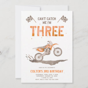 Orange Dirt Bike Dritter Geburtstag Einladung