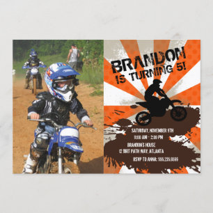 Orange Dirt Bike Geburtstag Einladung