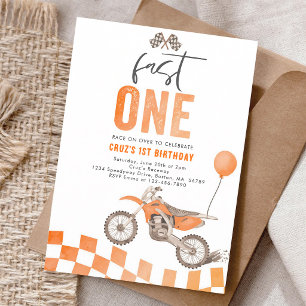 Orange Dirt Bike Schneller Erstgeborener 1. Geburt Einladung