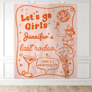Orange Disco-Cowgirl-Rodeo-Junggesellinnen-Wochene Wandteppich