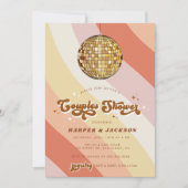 Orange Disco Retro 70er Paare Dusche Einladung (Vorderseite)