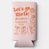 Orange Disco Rodeo Cowgirl Bachelorette Cooler Selters Dosenkühler (Rückseite)