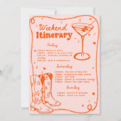 Orange Disco Rodeo Cowgirl Bachelorette Einladung (Rückseite)