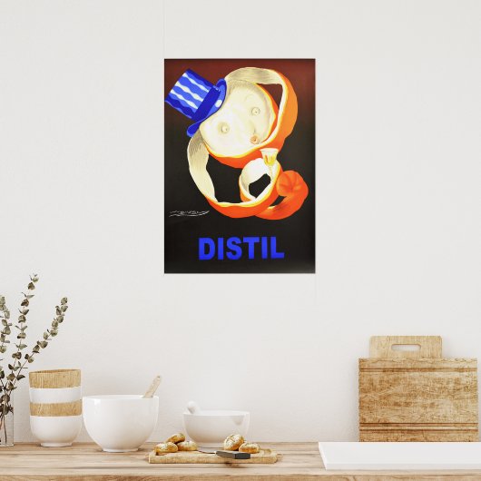 ORANGE DISTIL Liquor Advertising Mauzan Art Deco Poster (Küche)