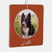 Orange Dog Foto und Name Weihnachten Keramikornament (Rechts)