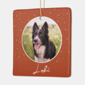 Orange Dog Foto und Name Weihnachten Keramikornament (Links)